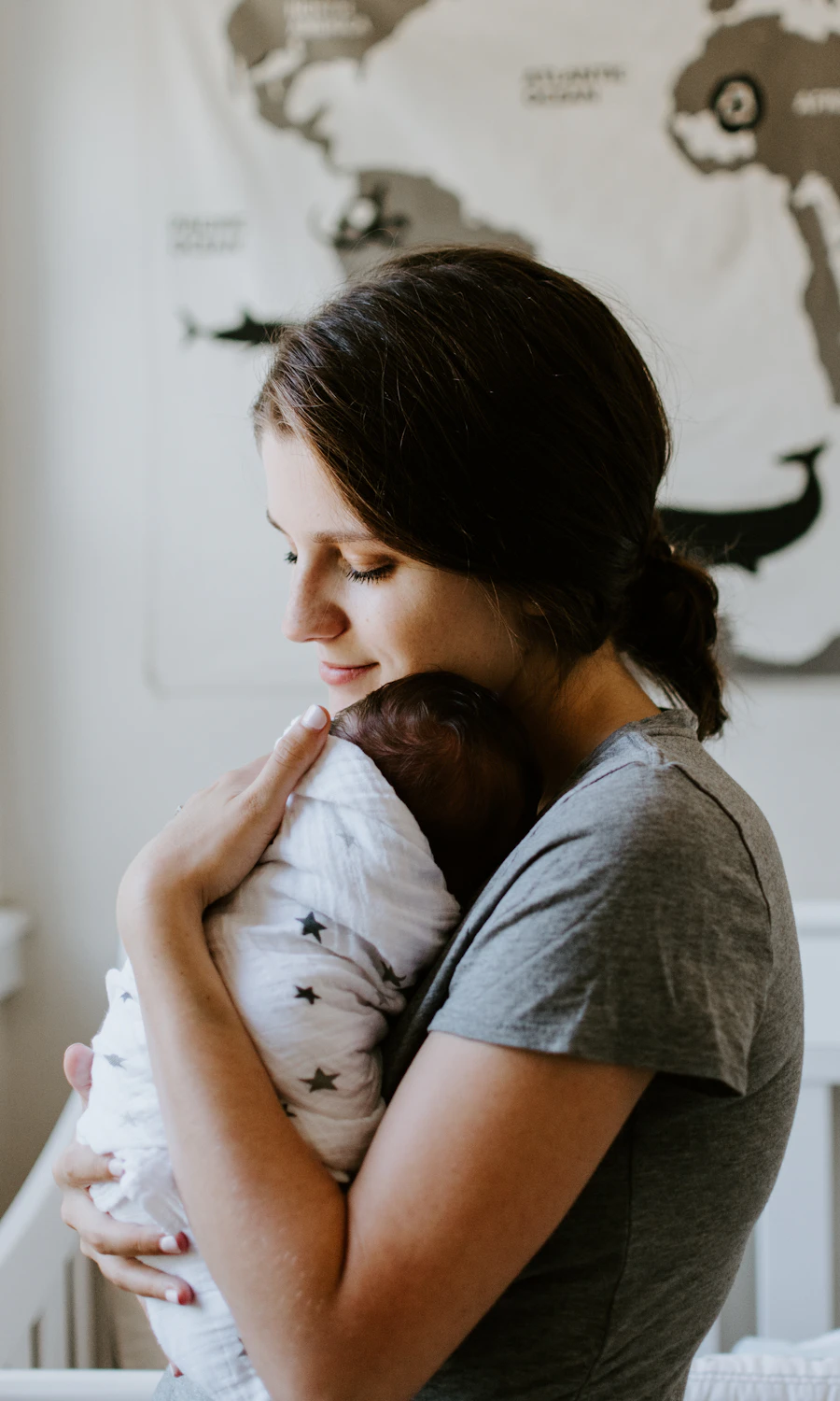 Mother holding her newborn